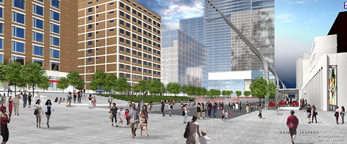 Une maquette du Quartier des spectacles Une maquette du Quartier des spectacles