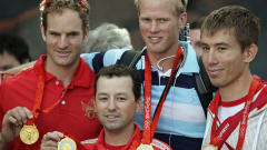 Dominic Seiterle, Brian Price, Adam Kreek et Malcolm Howard