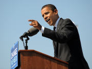 Barack Obama, candidat démocrate à la présidence, en campagne à Newprt News, en Virginie