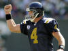 Brett Favre c�l�bre apr�s le touch� de Thomas Jones au premier quart.