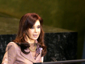 La présidente Cristina Kirchner lors d'un discours au Nations unies
