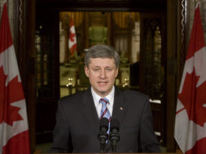Stephen Harper en point de presse