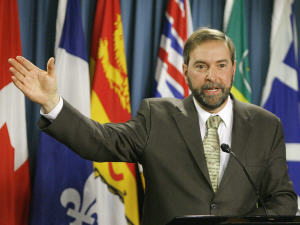 Thomas Mulcair lors de la conférence de presse