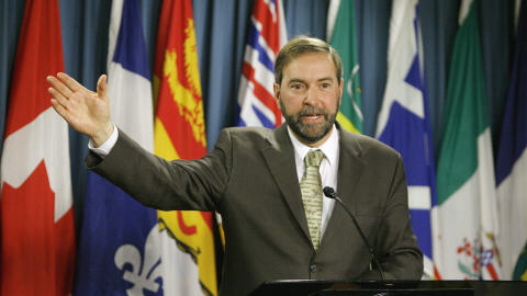 Thomas Mulcair lors de la conf�rence de presse