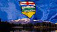 Drapeau de l'Alberta et Rocheuses.