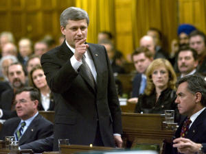Stephen Harper lors des débats à la Chambre des communes