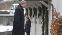 Le premier ministre � son arriv�e � Rideau Hall.