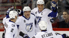 Vincent Lecavalier (4), Martin Saint-Louis, Mark Recchi (8) et Lucas Krajicek (2)
