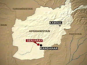 Carte du village de Senjaray à l'ouest de Kandahar en Afghanistan