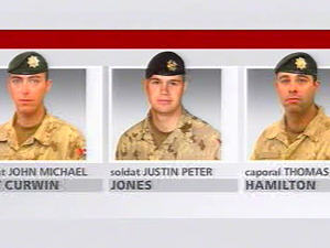 Les trois soldats canadiens tués dans une explosion près de Kandahar, vendredi.