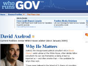 David Axelrod sur le site de who runs gov