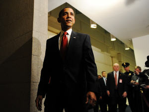 Barack Obama au Capitole après une rencontre avec des représentants républicains