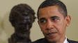 Barack Obama, lors d'un entretien avec le gouverneur du Vermont, Jim Douglas.