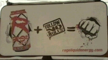 La publicit� pour la boisson �nergisante Rage.