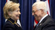 Hillary Clinton et Mahmoud Abbas lors de la conf�rence de presse � Ramallah