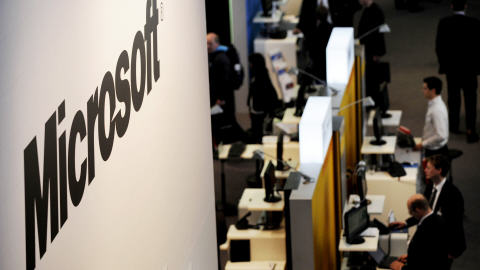 Stand de Microsoft dans une foire en Allemagne.