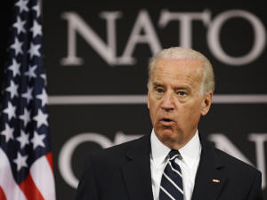 Joe Biden en conférence de presse au siège social de l'OTAN.