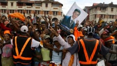 Des partisans d'Andry Rajolina célèbrent leur victoire