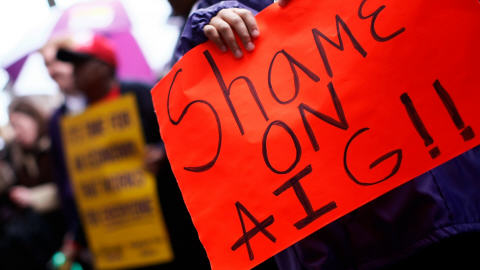 Manifestation devant les bureaux de AIG