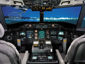 Le cockpit d'un Q400 de Bombardier