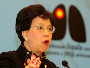 Dre Margaret Chan, directrice générale de l'OMS, le 1er avril 2009 à Pékin en Chine