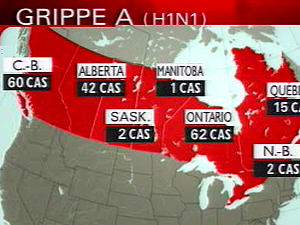 Cas de grippe au Canada