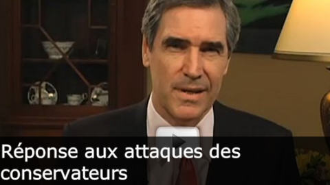 Michael Ignatieff r�pond � la publicit� conservatrice.