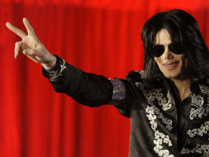 Michael Jackson, lors de l'annonce de sa série de concerts à Londres, en mars 2009