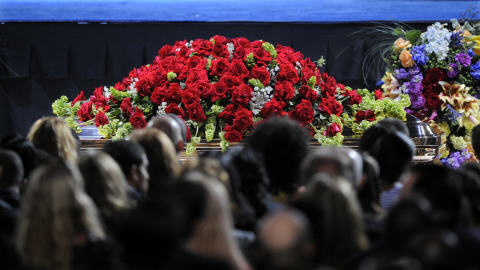 Le cercueil de Michael Jackson lors de la c�r�monie au Staples Center