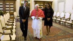 Barack et Michelle Obama rencontrent le pape Beno�t XVI.