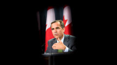 Mark Carney, gouverneur de la Banque du Canada, lors d'une pr�sentation au th��tre de la presse � Ottawa