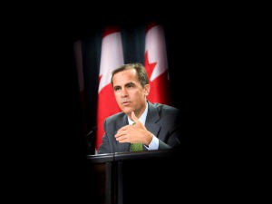 Mark Carney, gouverneur de la Banque du Canada, lors d'une présentation au théâtre de la presse à Ottawa