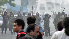 Policiers antiémeute dans les rues de Téhéran le, 20 juin 2009