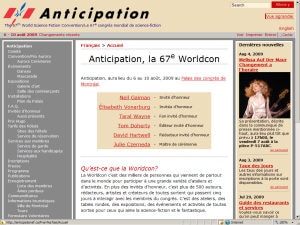 Page internet d'Anticipation 2009