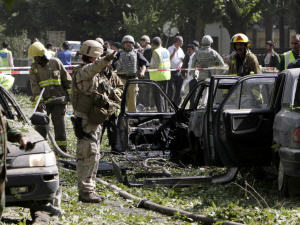 Site de l'attentat à la bombe près du quartier général de l'OTAN à Kaboul
