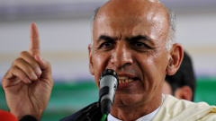 L'ex-ministre des Finances Ashraf Ghani, lors d'un discours, samedi.