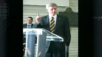Stephen Harper a prononc� un discours devant ses partisans � Sault Sainte Marie.
