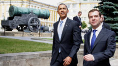 Barack Obama et Dmitri Medvedev, lors d'une rencontre � Moscou, le 7 juillet