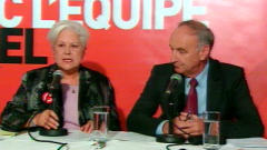 Louise Harel, en compagnie de son nouveau lieutenant, Pierre Lampron.