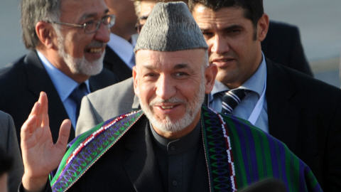 Le pr�sident afghan Hamid Karza�, lors de son passage en Turquie.
