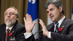 Les deux d�put�s de l'ADQ qui ont d�missionn� vendredi, MM. Picard (� gauche) et Caire (� droite).
