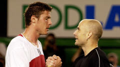 Marat Safin et Andre Agassi en 2004