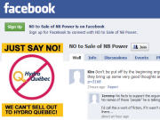 Page Facebook contre la ventre d'�nergie Nouveau-Brunswick � Hydro-Qu�bec