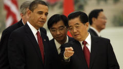 Les pr�sidents Obama et Hu discutent par traducteurs interpos�s.