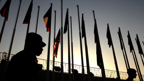 Un soldat am�ricain � Camp Eggers, lors du jour du Souvenir, le 11 novembre.