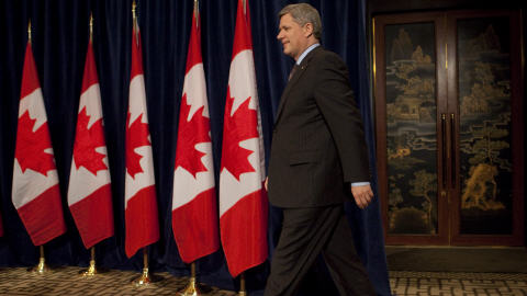 Le premier ministre Harper en sol chinois.