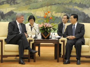 Stephen Harper et le président chinois Hu Jintao