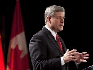 Le premier ministre Stephen Harper a prononcé un discours à Shanghai.