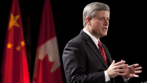 Le premier ministre Stephen Harper a prononc� un discours � Shanghai.
