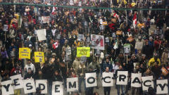Manifestation contre la prorogation du Parlement à Toronto.